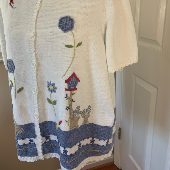 *vintage Alfred Dunner* women’s gardening themed, short sleeve sweater, size XL - Picture 3 of 10